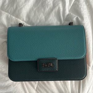 Coach Alie Shoulder Bag Colorblock Retro Teal Multi